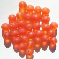 25 10mm Transparent Matte Orange Round Glass Beads